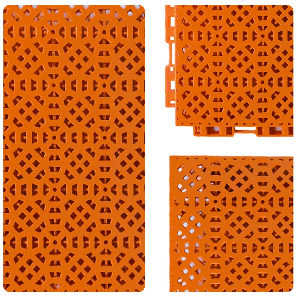 DUNK MASTER Interlocking Sports Floor Tiles - Anti-Slip Grid Pattern Court Flooring 25cm Modular Tiles for Basketball Courts 10/20/30 Square Meters - Orange - Image 3