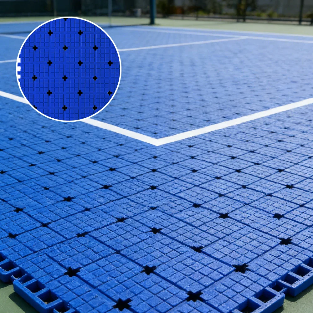 DUNK MASTER Interlocking Sports Flooring Tiles Anti-Slip Shock Absorbing Court Flooring 25cm Modular Tiles 10/20/30sqm Basketball Court Playground - Royal Blue - Image 4