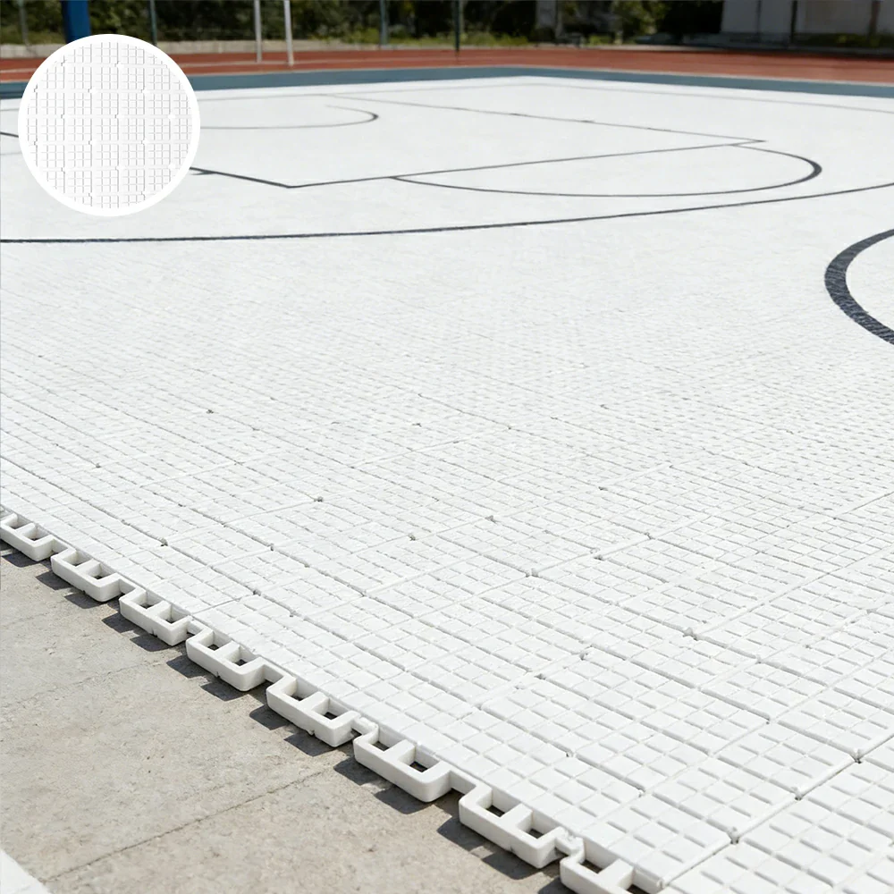 DUNK MASTER Interlocking Sports Flooring Tiles Anti-Slip Shock Absorbing Court Flooring 25cm Modular Tiles 10/20/30sqm Basketball Court Playground - White - Image 2