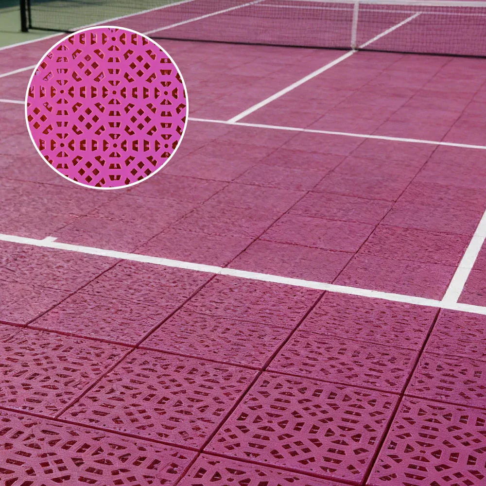 DUNK MASTER Interlocking Sports Floor Tiles - Anti-Slip Grid Pattern Court Flooring 25cm Modular Tiles for Basketball Courts 10/20/30 Square Meters - Pink - Image 4