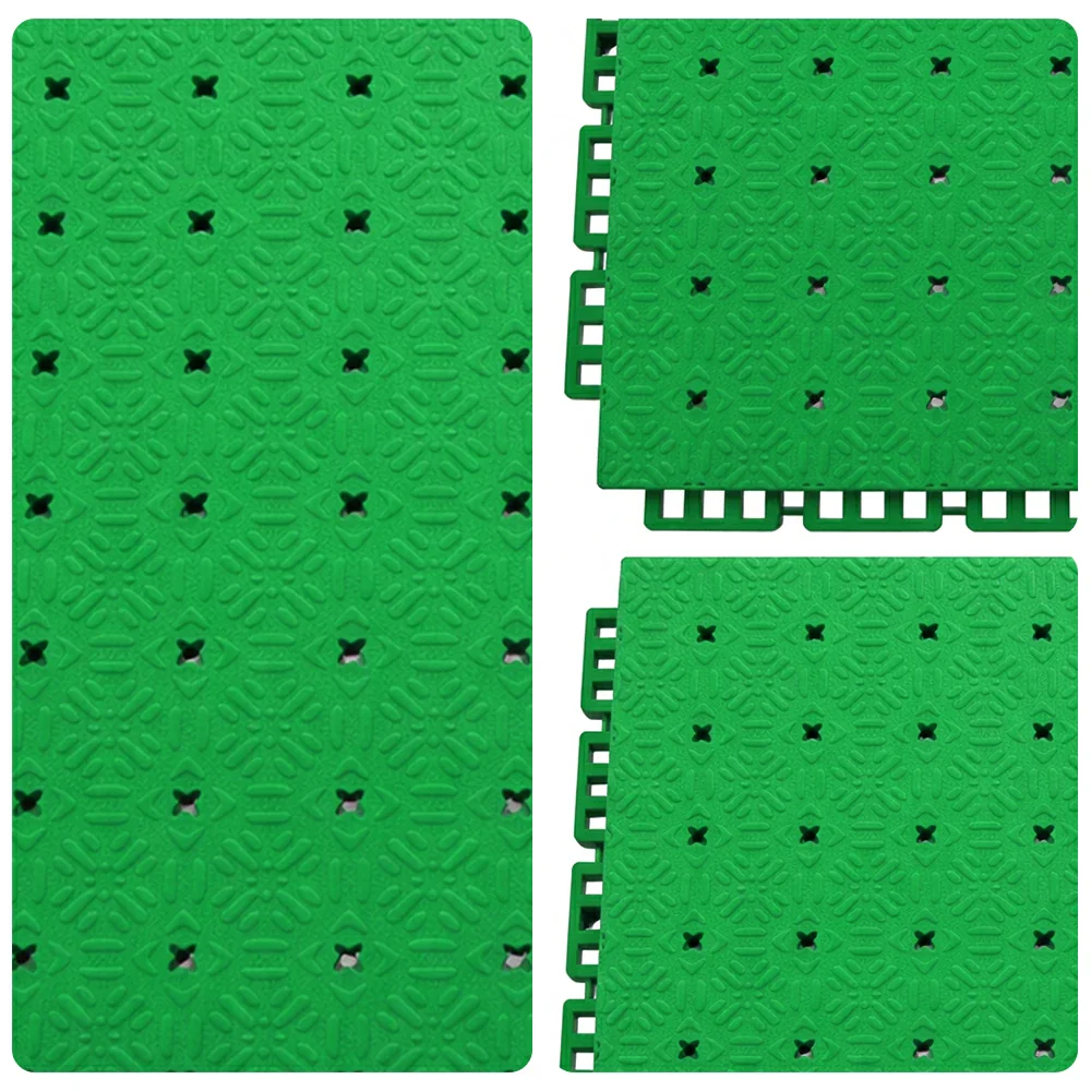 DUNK MASTER Interlocking Sports Flooring Tiles Non-Slip Drainage Court Flooring 10/20/30sqm Outdoor Basketball Court Playground Floor - Emerald Green - Image 3