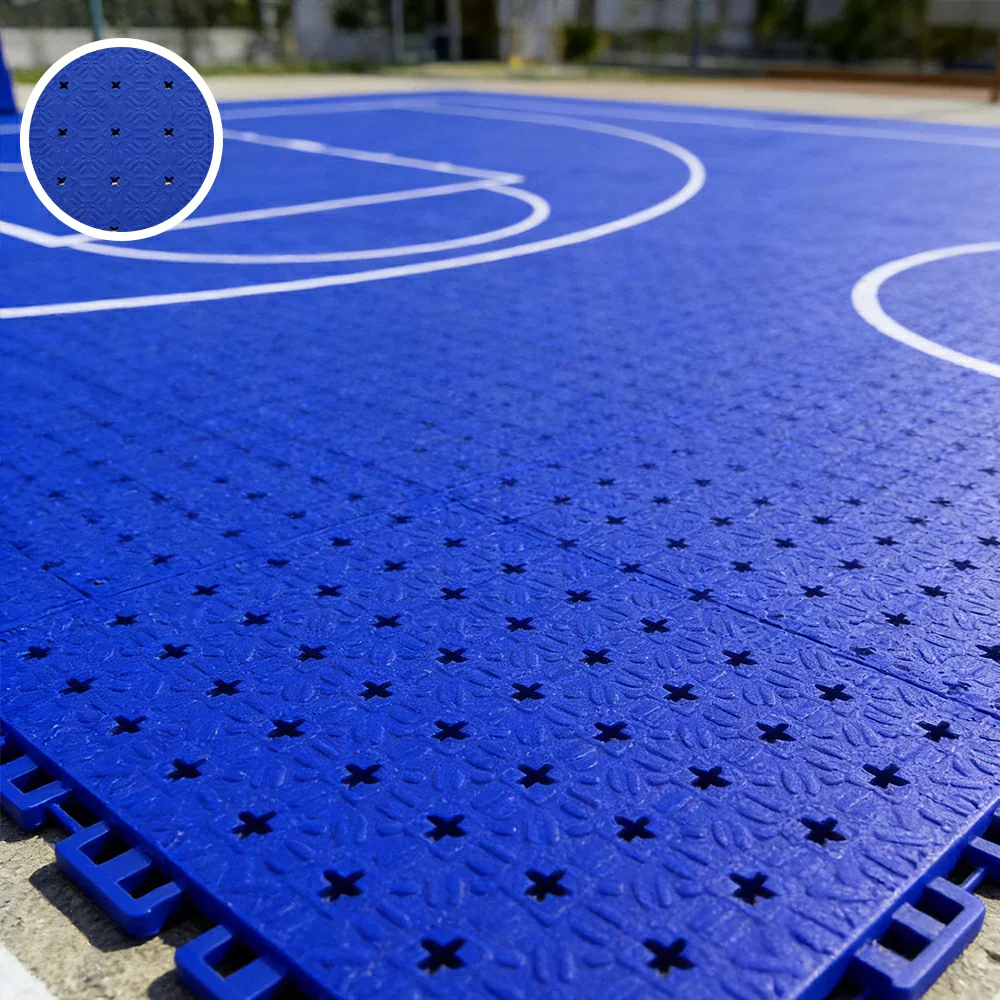 DUNK MASTER Interlocking Sports Flooring Tiles Non-Slip Drainage Court Flooring 10/20/30sqm Outdoor Basketball Court Playground Floor - Royal Blue - Image 2