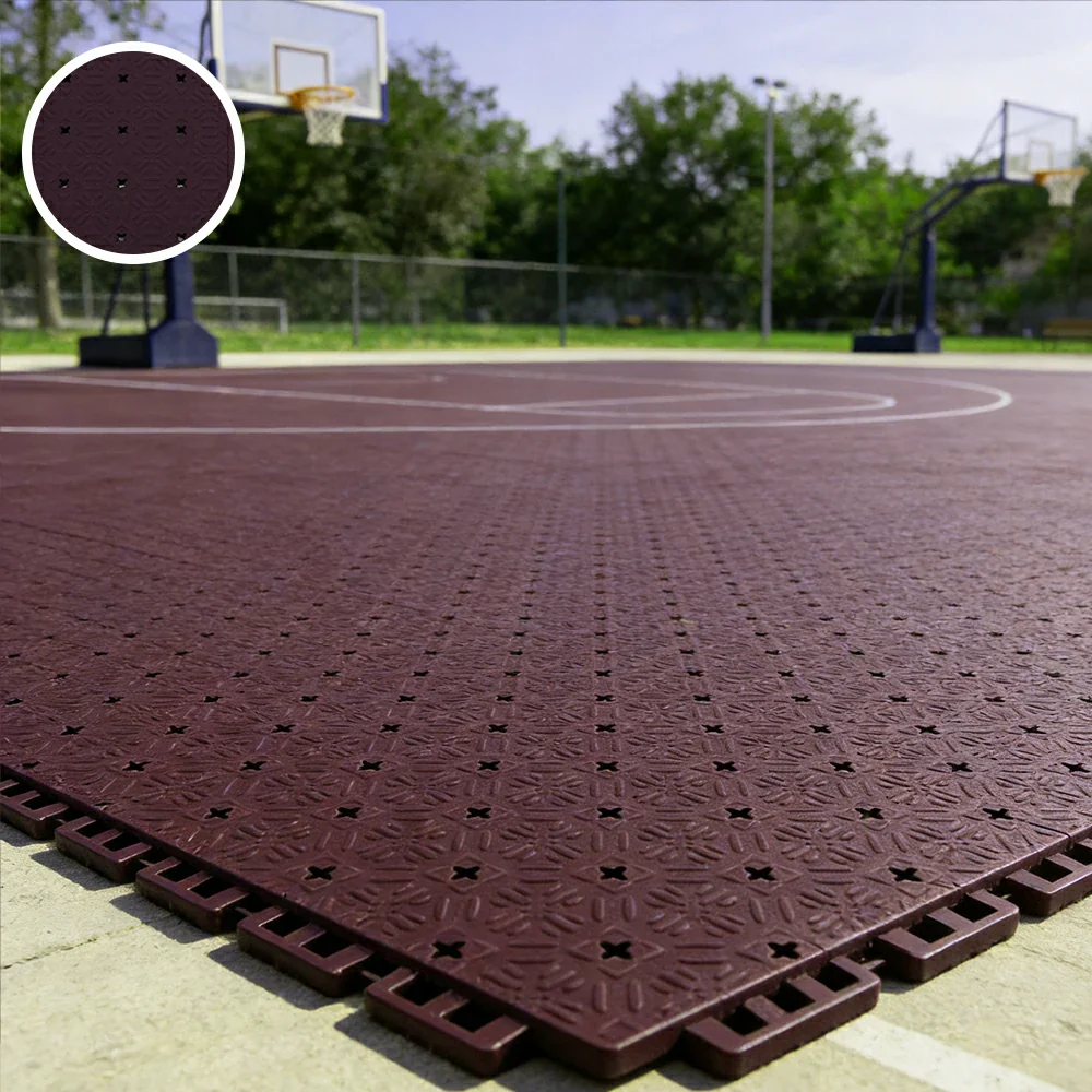 DUNK MASTER Interlocking Sports Flooring Tiles Non-Slip Drainage Court Flooring 10/20/30sqm Outdoor Basketball Court Playground Floor - Coffee - Image 4