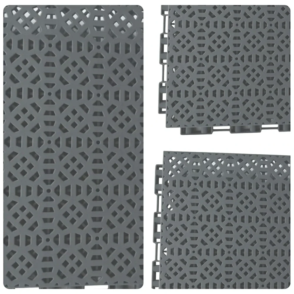 DUNK MASTER Interlocking Sports Floor Tiles - Anti-Slip Grid Pattern Court Flooring 25cm Modular Tiles for Basketball Courts 10/20/30 Square Meters - Dark Grey - Image 3