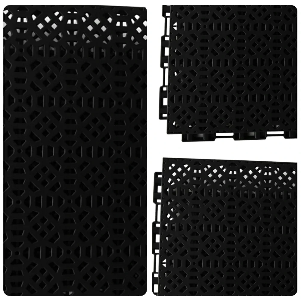 DUNK MASTER Interlocking Sports Floor Tiles - Anti-Slip Grid Pattern Court Flooring 25cm Modular Tiles for Basketball Courts 10/20/30 Square Meters - Black - Image 3