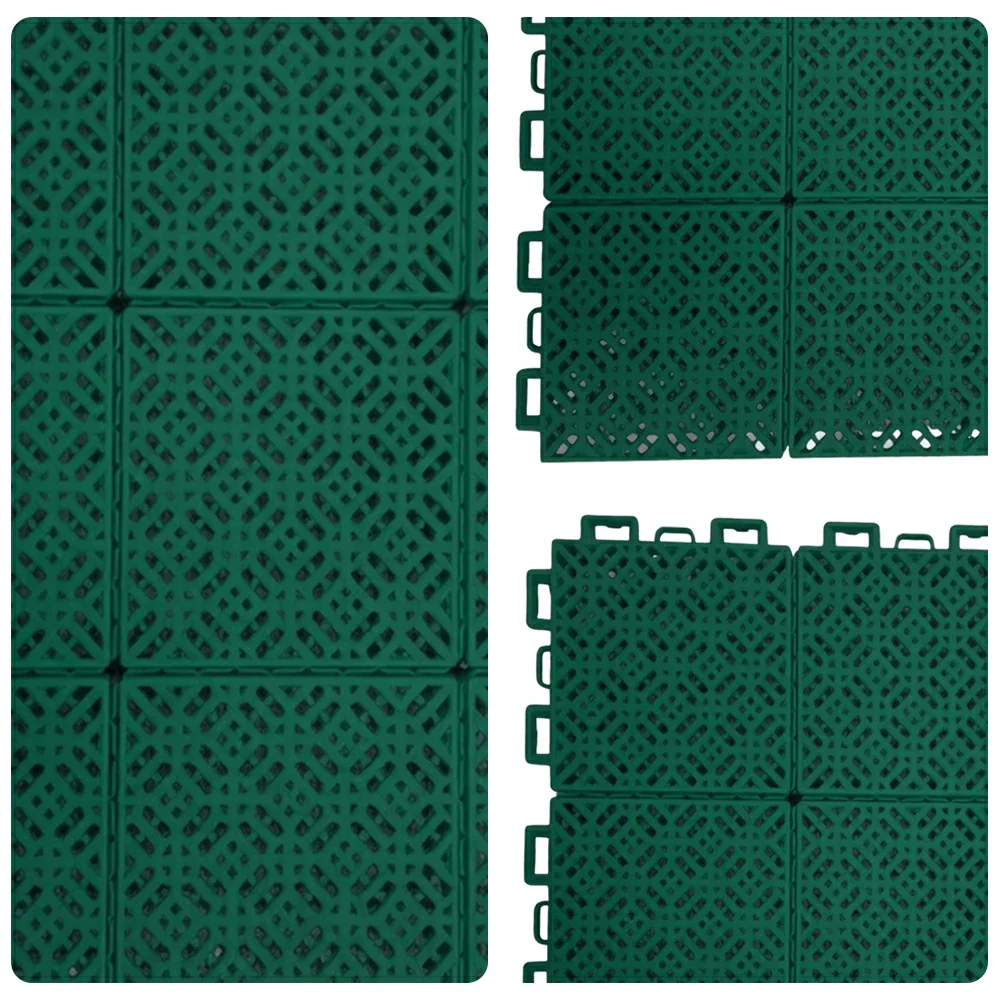 DUNK MASTER Interlocking Sports Floor Tiles - Soft Connection Anti-Slip Court Flooring 34cm Modular Tiles for Basketball Courts 10/20/30 Square Meters - Dark Green - Image 3