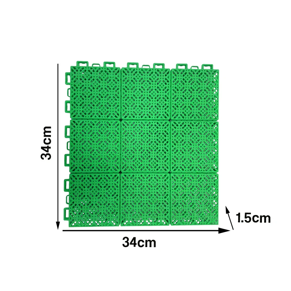 DUNK MASTER Interlocking Sports Floor Tiles - Soft Connection Anti-Slip Court Flooring 34cm Modular Tiles for Basketball Courts 10/20/30 Square Meters - Emerald Green - Image 5
