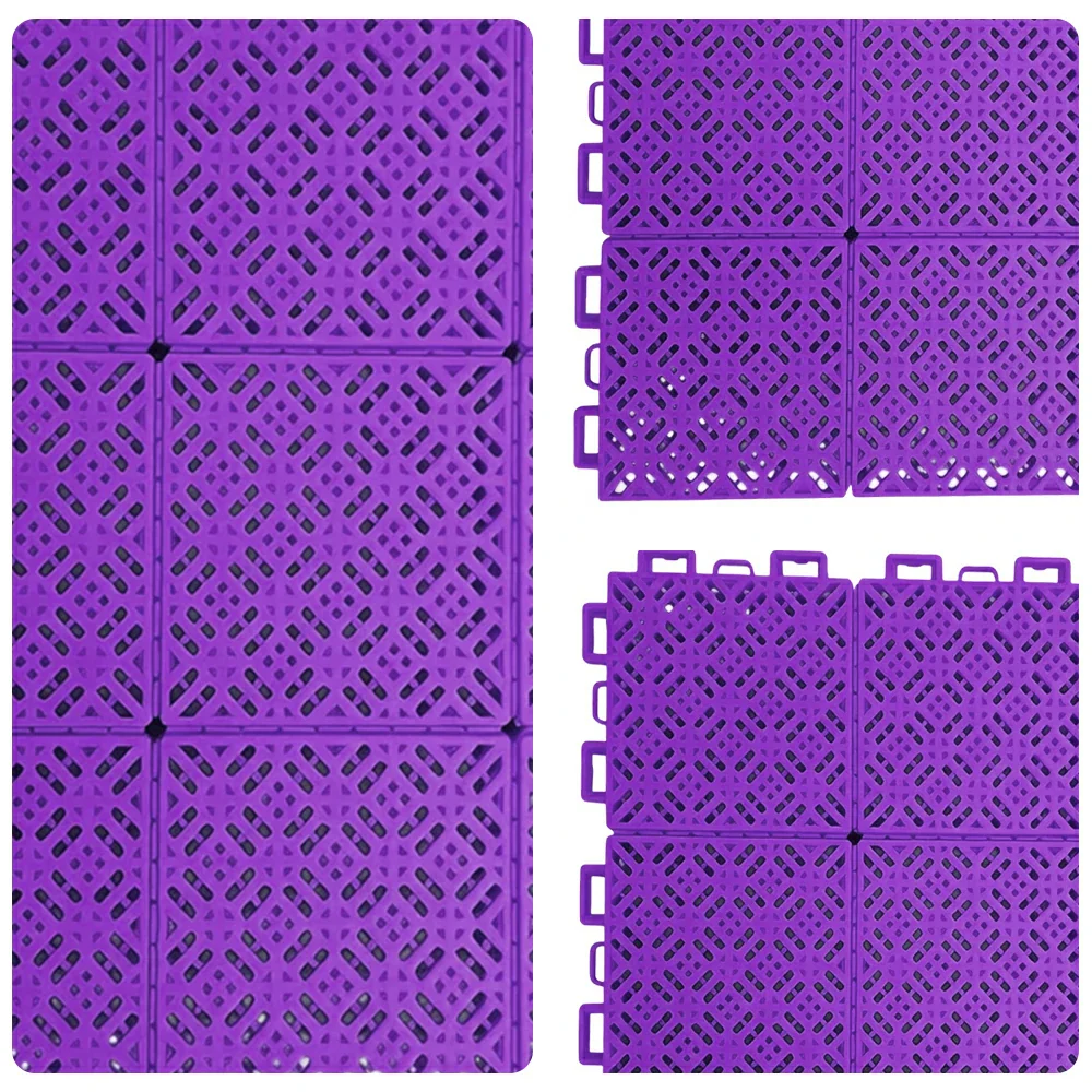 DUNK MASTER Interlocking Sports Floor Tiles - Soft Connection Anti-Slip Court Flooring 34cm Modular Tiles for Basketball Courts 10/20/30 Square Meters - Purple - Image 3