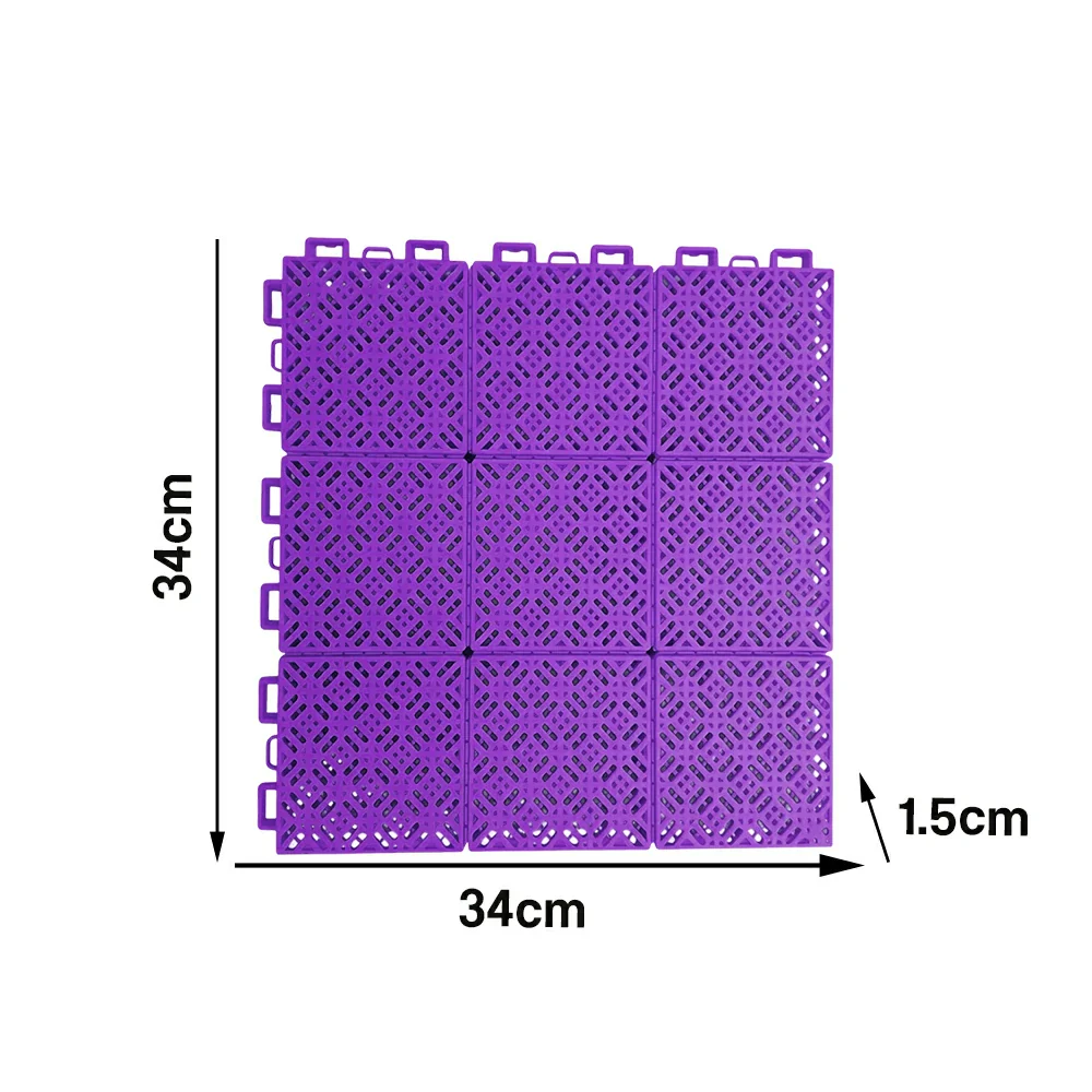 DUNK MASTER Interlocking Sports Floor Tiles - Soft Connection Anti-Slip Court Flooring 34cm Modular Tiles for Basketball Courts 10/20/30 Square Meters - Purple - Image 5