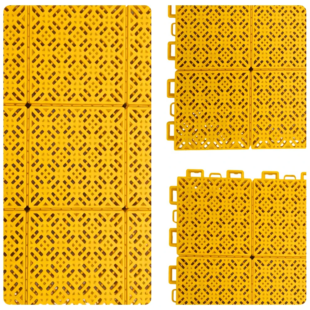 DUNK MASTER Interlocking Sports Floor Tiles - Soft Connection Anti-Slip Court Flooring 34cm Modular Tiles for Basketball Courts 10/20/30 Square Meters - Yellow - Image 3
