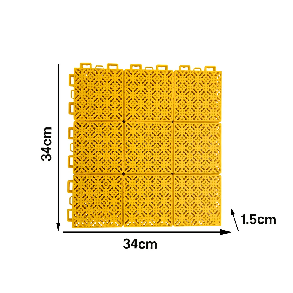 DUNK MASTER Interlocking Sports Floor Tiles - Soft Connection Anti-Slip Court Flooring 34cm Modular Tiles for Basketball Courts 10/20/30 Square Meters - Yellow - Image 5