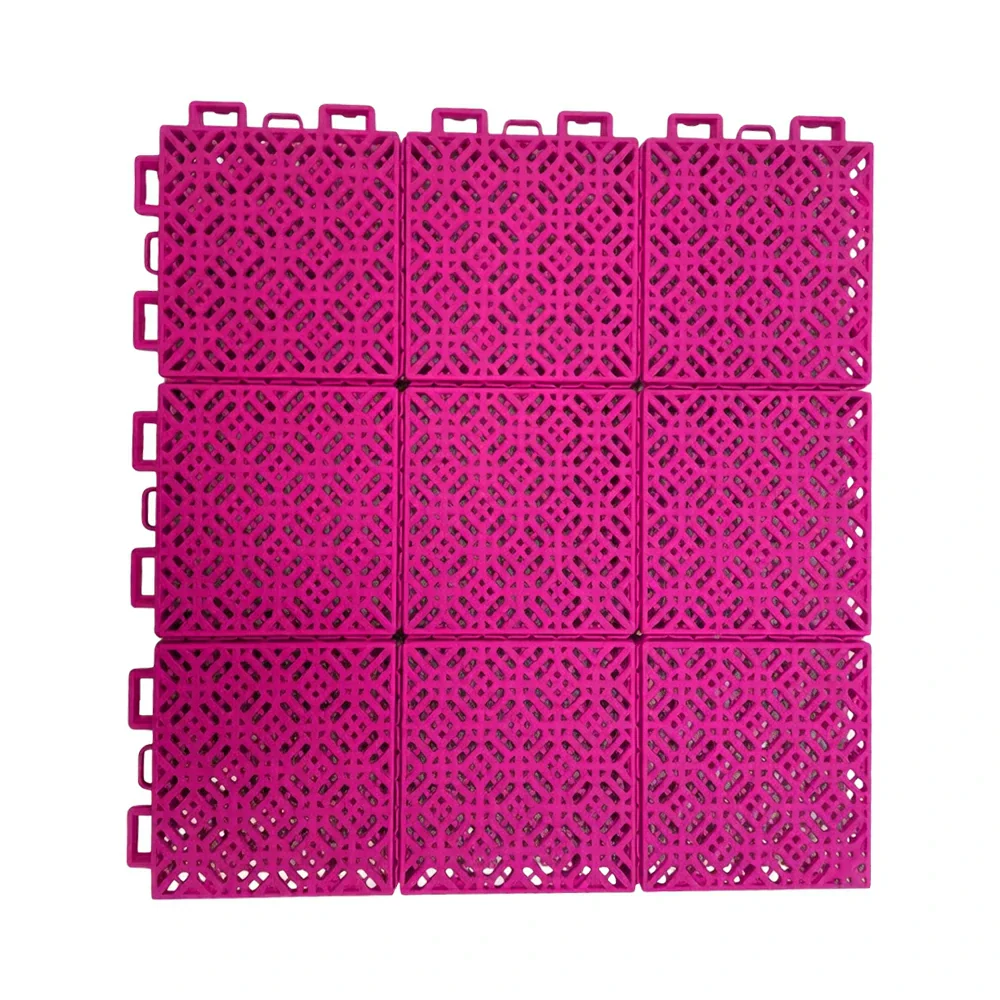 DUNK MASTER Interlocking Sports Floor Tiles - Soft Connection Anti-Slip Court Flooring 34cm Modular Tiles for Basketball Courts 10/20/30 Square Meters - Rose Red