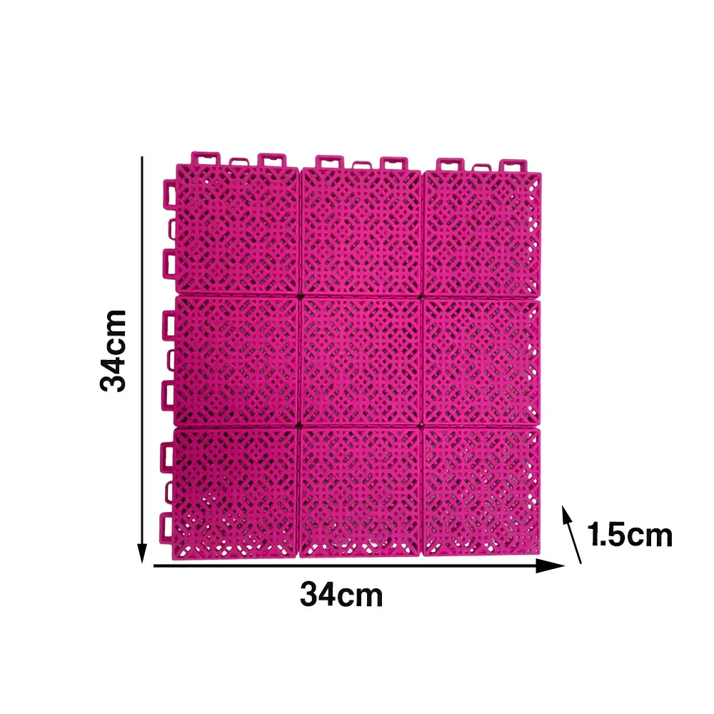 DUNK MASTER Interlocking Sports Floor Tiles - Soft Connection Anti-Slip Court Flooring 34cm Modular Tiles for Basketball Courts 10/20/30 Square Meters - Rose Red - Image 5