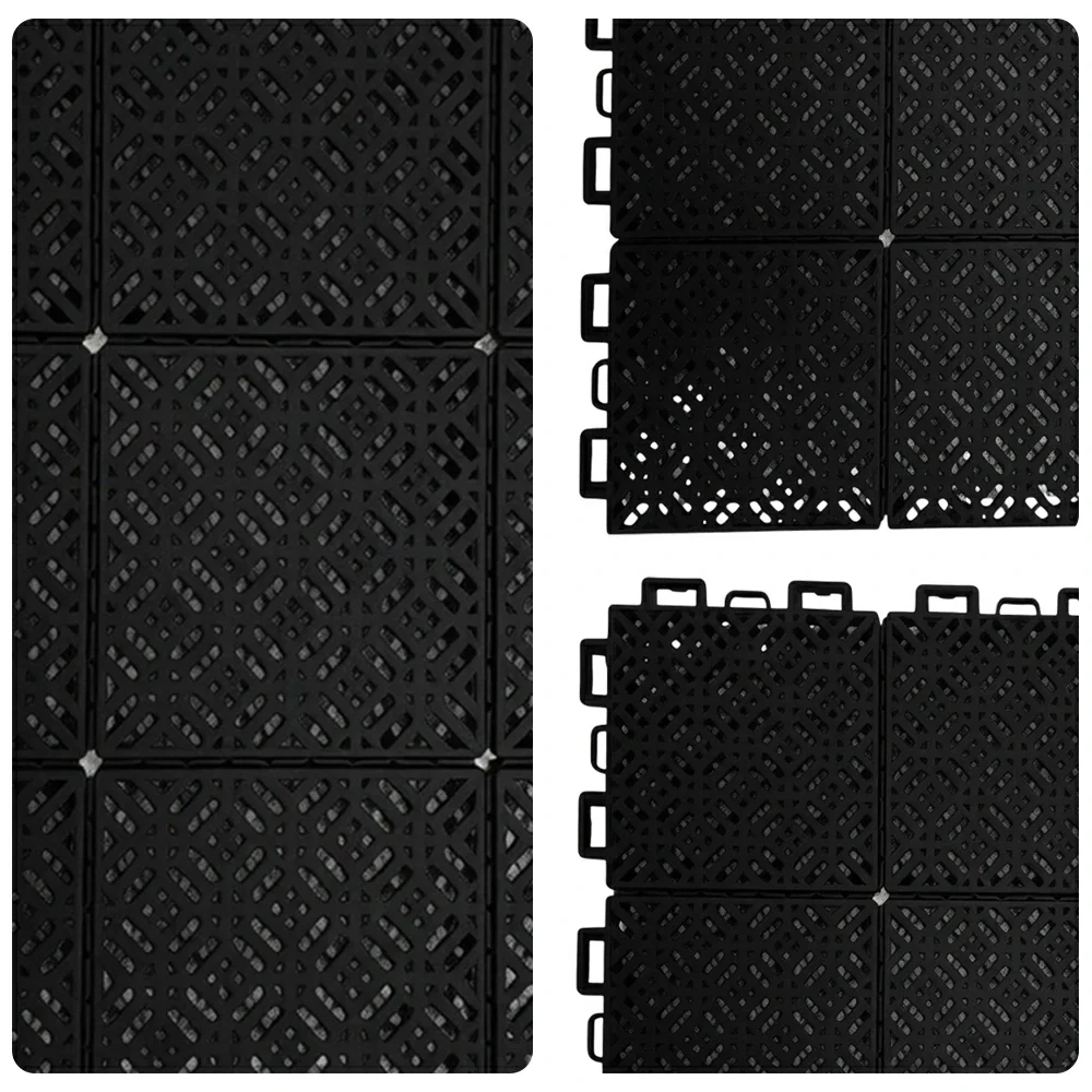 DUNK MASTER Interlocking Sports Floor Tiles - Soft Connection Anti-Slip Court Flooring 34cm Modular Tiles for Basketball Courts 10/20/30 Square Meters - Black - Image 3