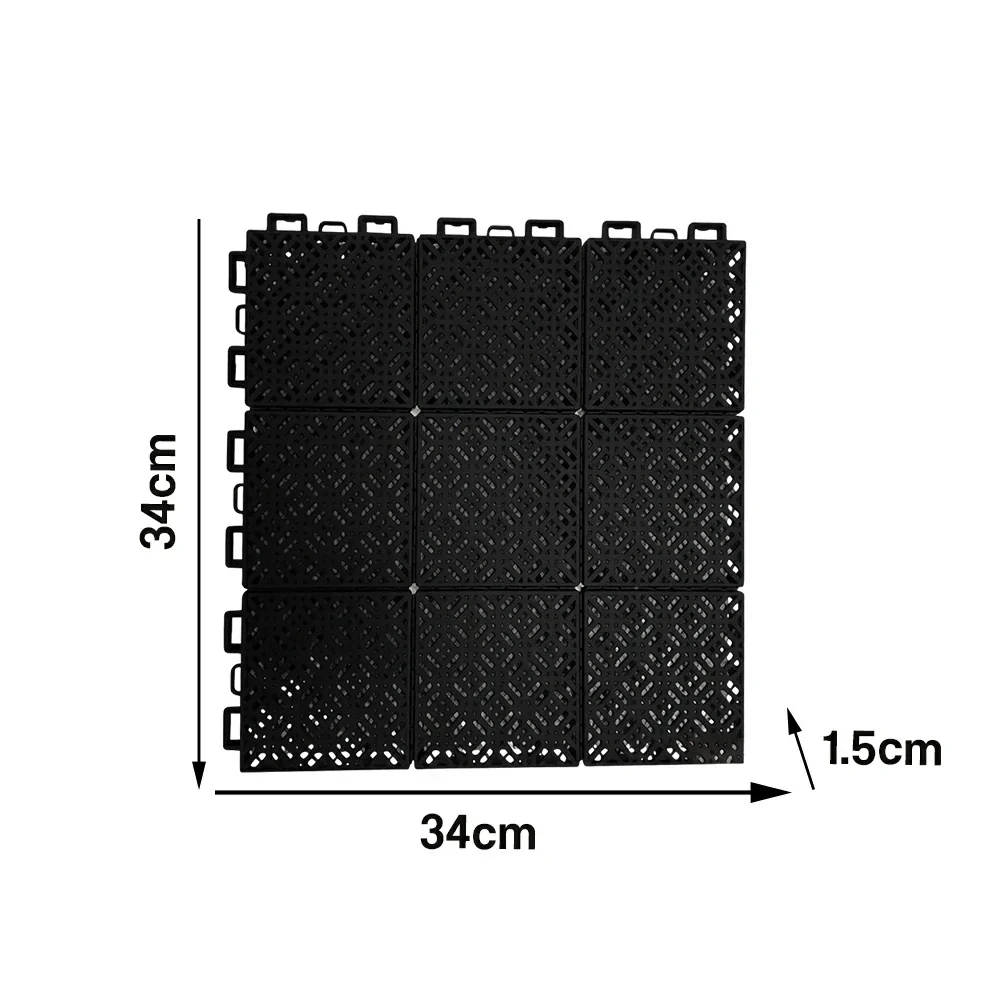 DUNK MASTER Interlocking Sports Floor Tiles - Soft Connection Anti-Slip Court Flooring 34cm Modular Tiles for Basketball Courts 10/20/30 Square Meters - Black - Image 5