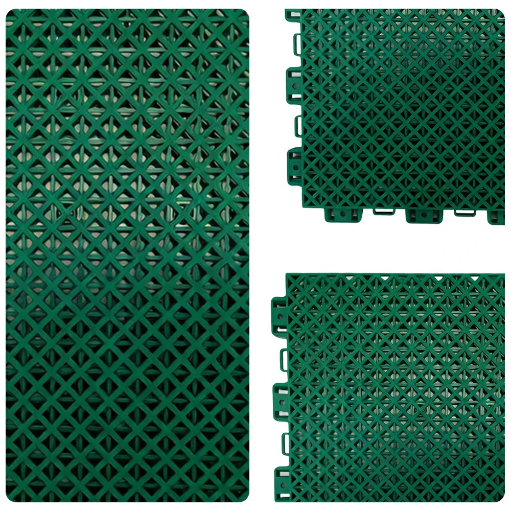 DUNK MASTER Interlocking Sports Floor Tiles - Bamboo Pattern Anti-Slip Court Flooring Modular Tiles for Basketball Courts 10/20/30 Square Meters - Dark Green - Image 3