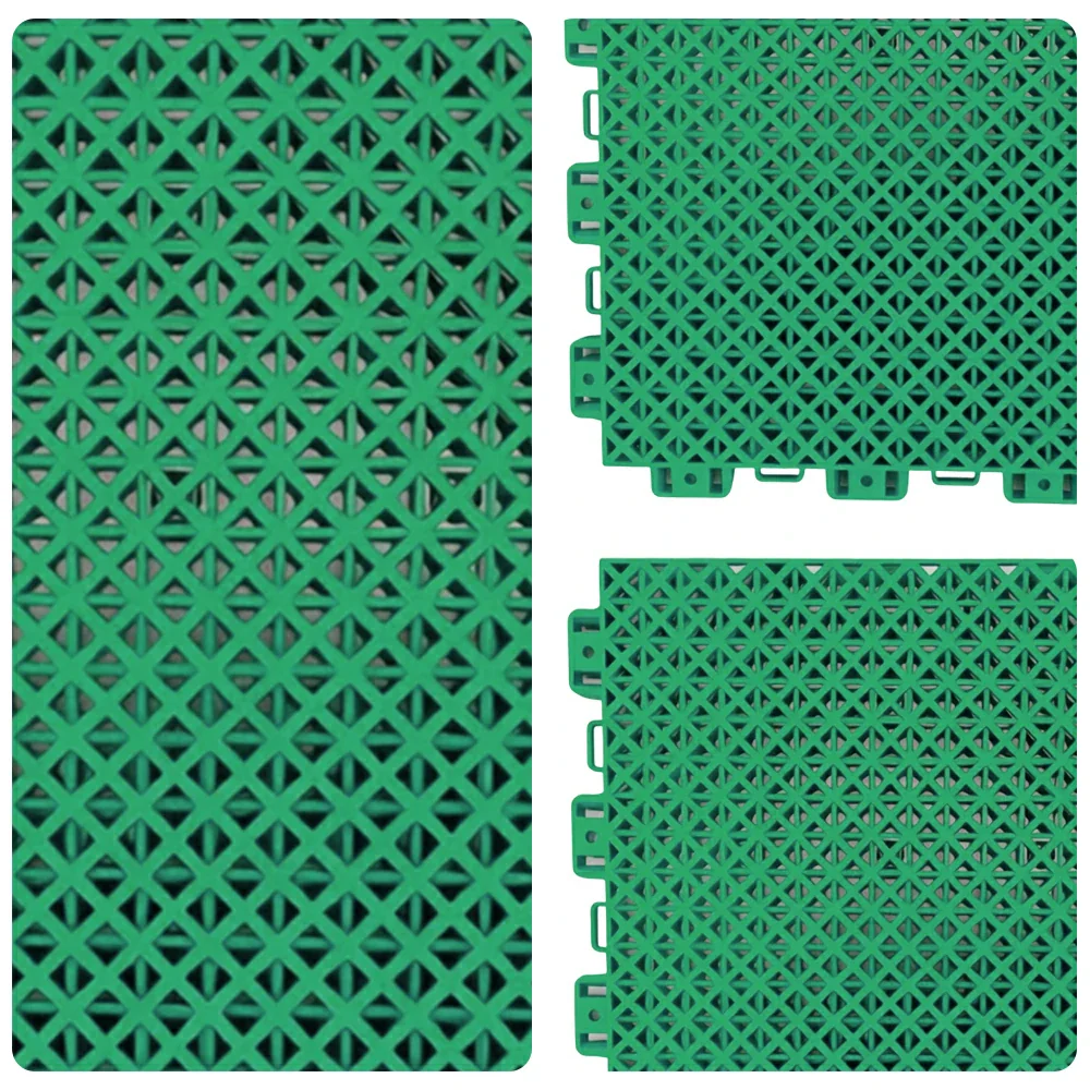 DUNK MASTER Interlocking Sports Floor Tiles - Bamboo Pattern Anti-Slip Court Flooring Modular Tiles for Basketball Courts 10/20/30 Square Meters - Grass Green - Image 3
