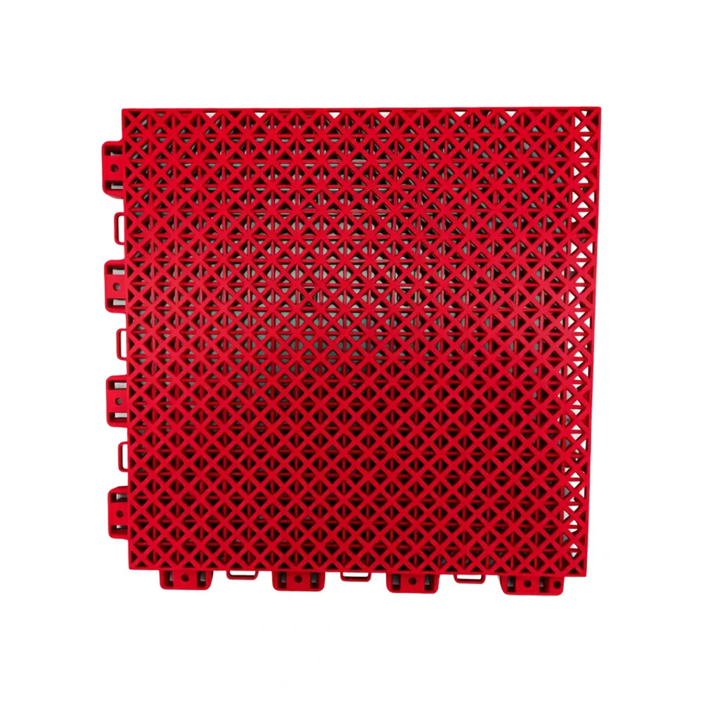 DUNK MASTER Interlocking Sports Floor Tiles - Bamboo Pattern Anti-Slip Court Flooring Modular Tiles for Basketball Courts 10/20/30 Square Meters - Red
