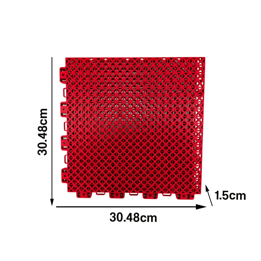 DUNK MASTER Interlocking Sports Floor Tiles - Bamboo Pattern Anti-Slip Court Flooring Modular Tiles for Basketball Courts 10/20/30 Square Meters - Red - Image 5