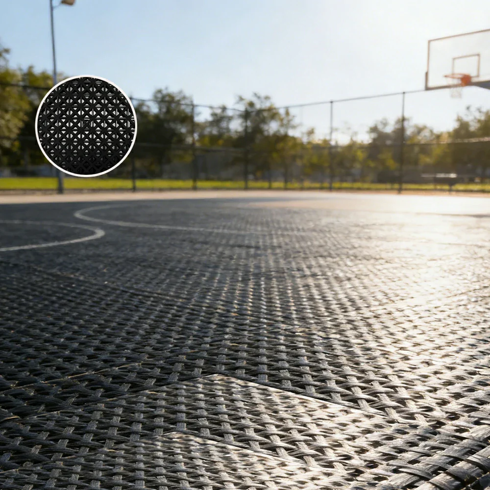 DUNK MASTER Interlocking Sports Floor Tiles - Bamboo Pattern Anti-Slip Court Flooring Modular Tiles for Basketball Courts 10/20/30 Square Meters - Black - Image 4