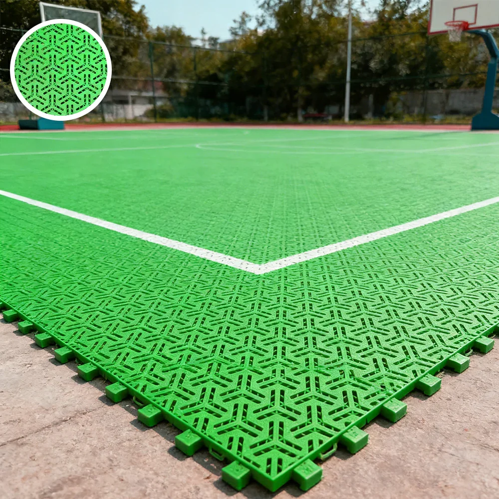 DUNK MASTER Interlocking Sports Floor Tiles - Flight Key Plus Anti-Slip Court Flooring Modular Tiles for Basketball Courts 10/20/30 Square Meters - Apple Green - Image 4