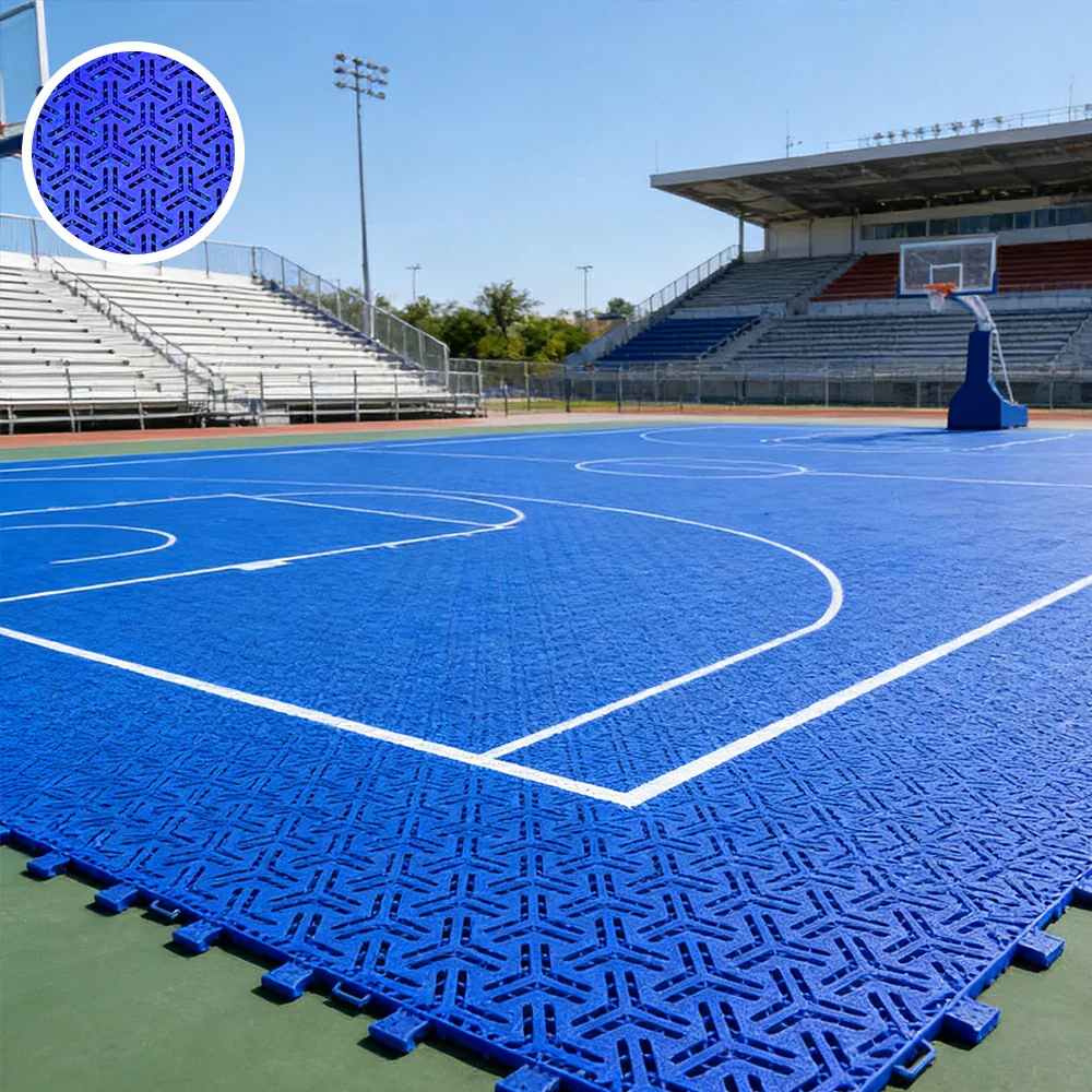 DUNK MASTER Interlocking Sports Floor Tiles - Flight Key Plus Anti-Slip Court Flooring Modular Tiles for Basketball Courts 10/20/30 Square Meters - Royal Blue - Image 2