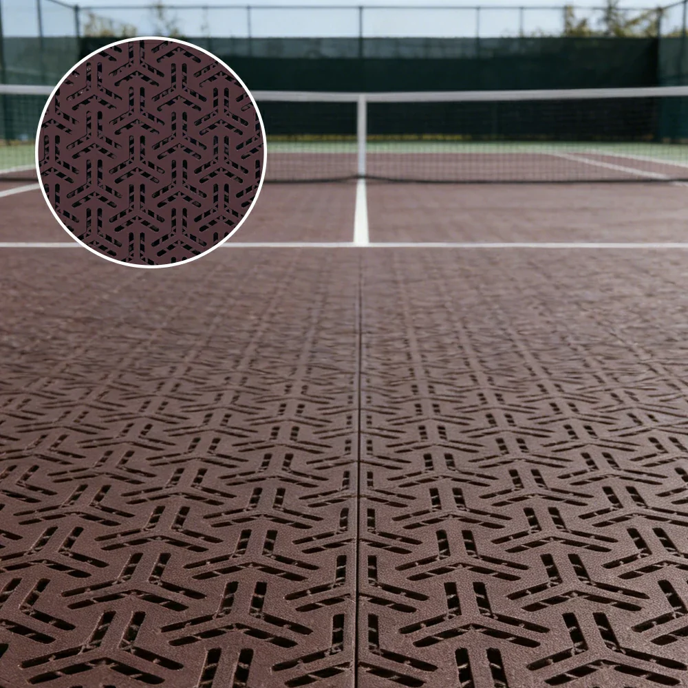 DUNK MASTER Interlocking Sports Floor Tiles - Flight Key Plus Anti-Slip Court Flooring Modular Tiles for Basketball Courts 10/20/30 Square Meters - Coffee - Image 4