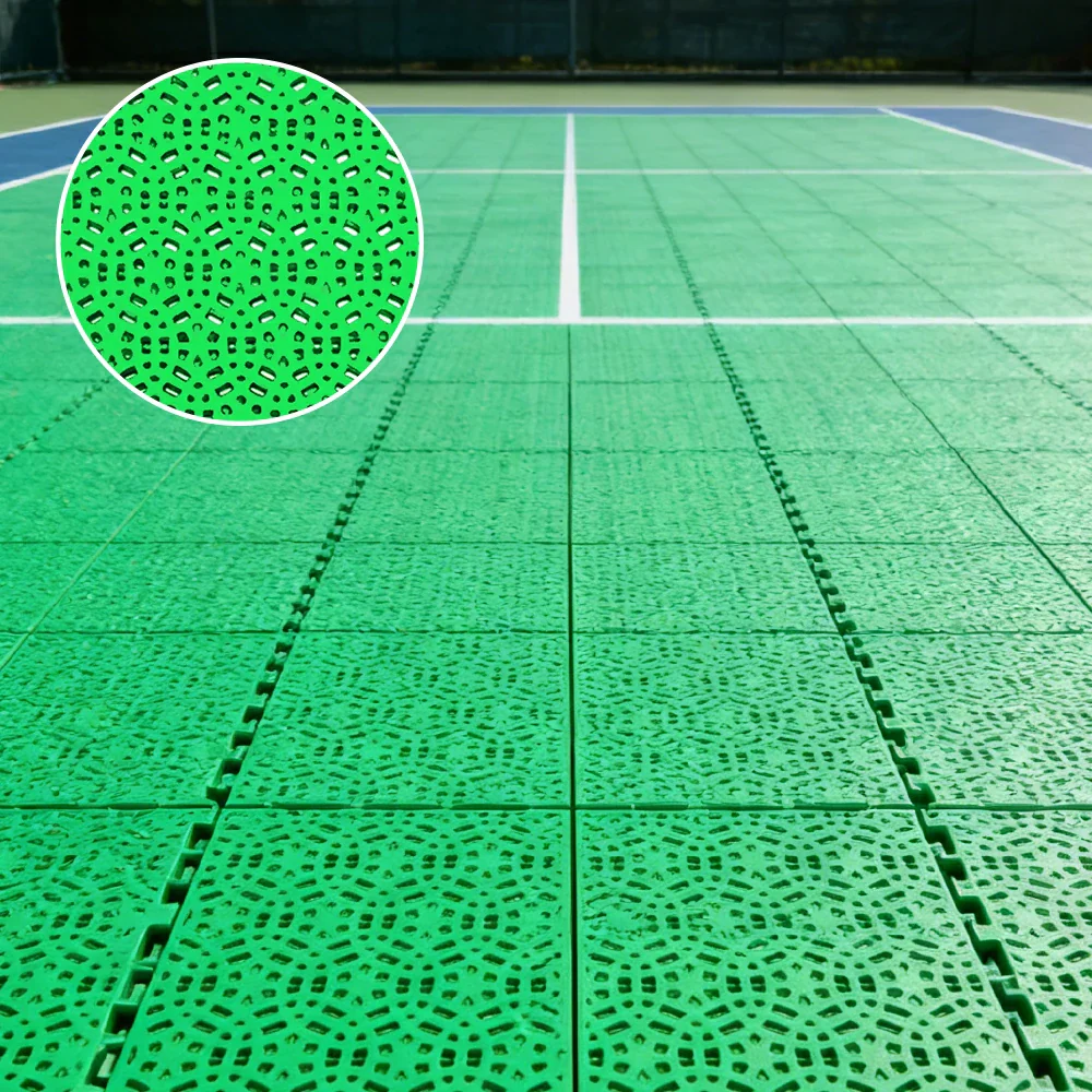 DUNK MASTER Interlocking Sports Floor Tiles - Anti-Slip Shock Absorbing Modular Court Flooring for Basketball Courts 10/20/30 Square Meters - Apple Green - Image 2