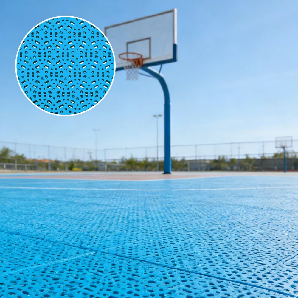 DUNK MASTER Interlocking Sports Floor Tiles - Anti-Slip Shock Absorbing Modular Court Flooring for Basketball Courts 10/20/30 Square Meters - Blue - Image 4