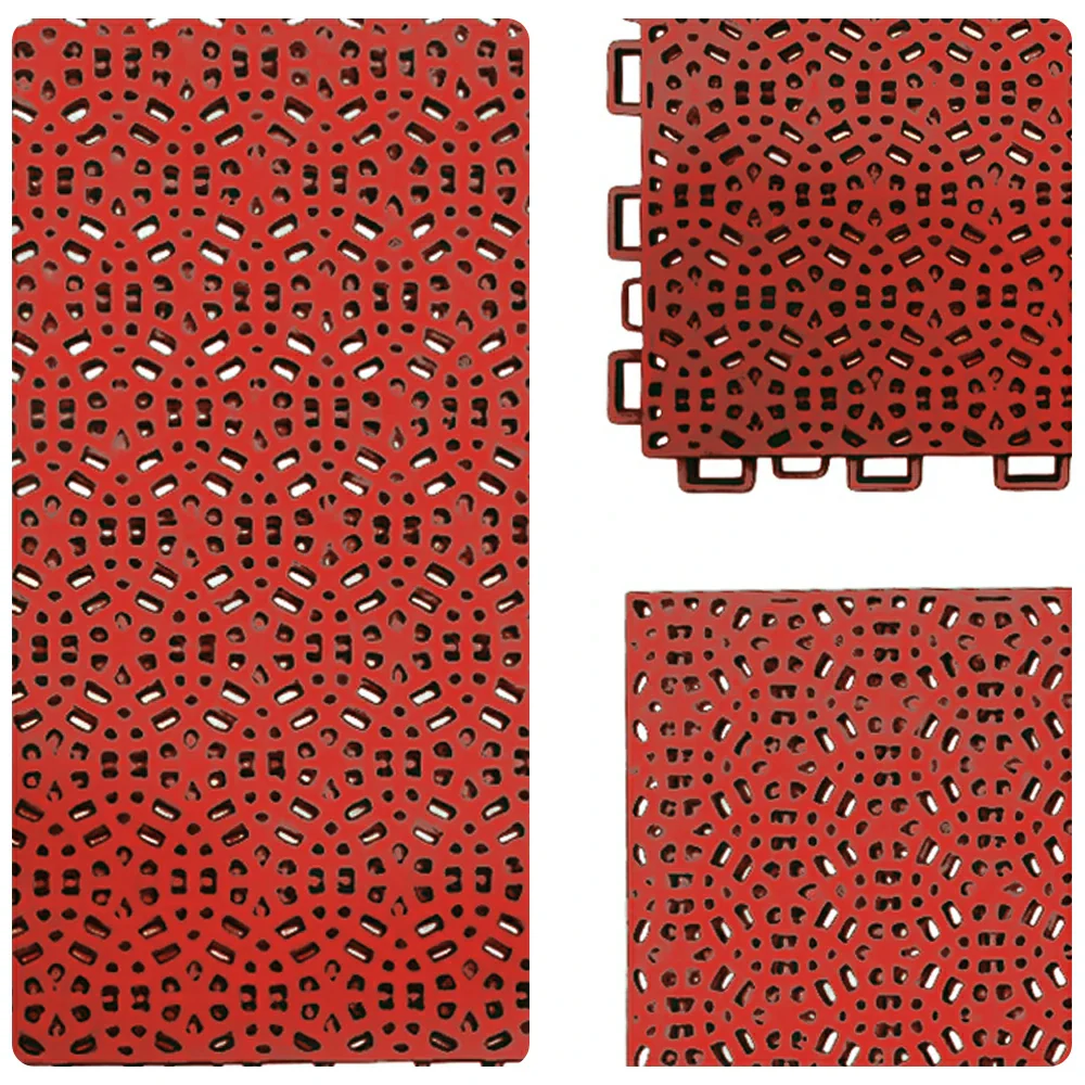 DUNK MASTER Interlocking Sports Floor Tiles - Anti-Slip Shock Absorbing Modular Court Flooring for Basketball Courts 10/20/30 Square Meters - Red - Image 3