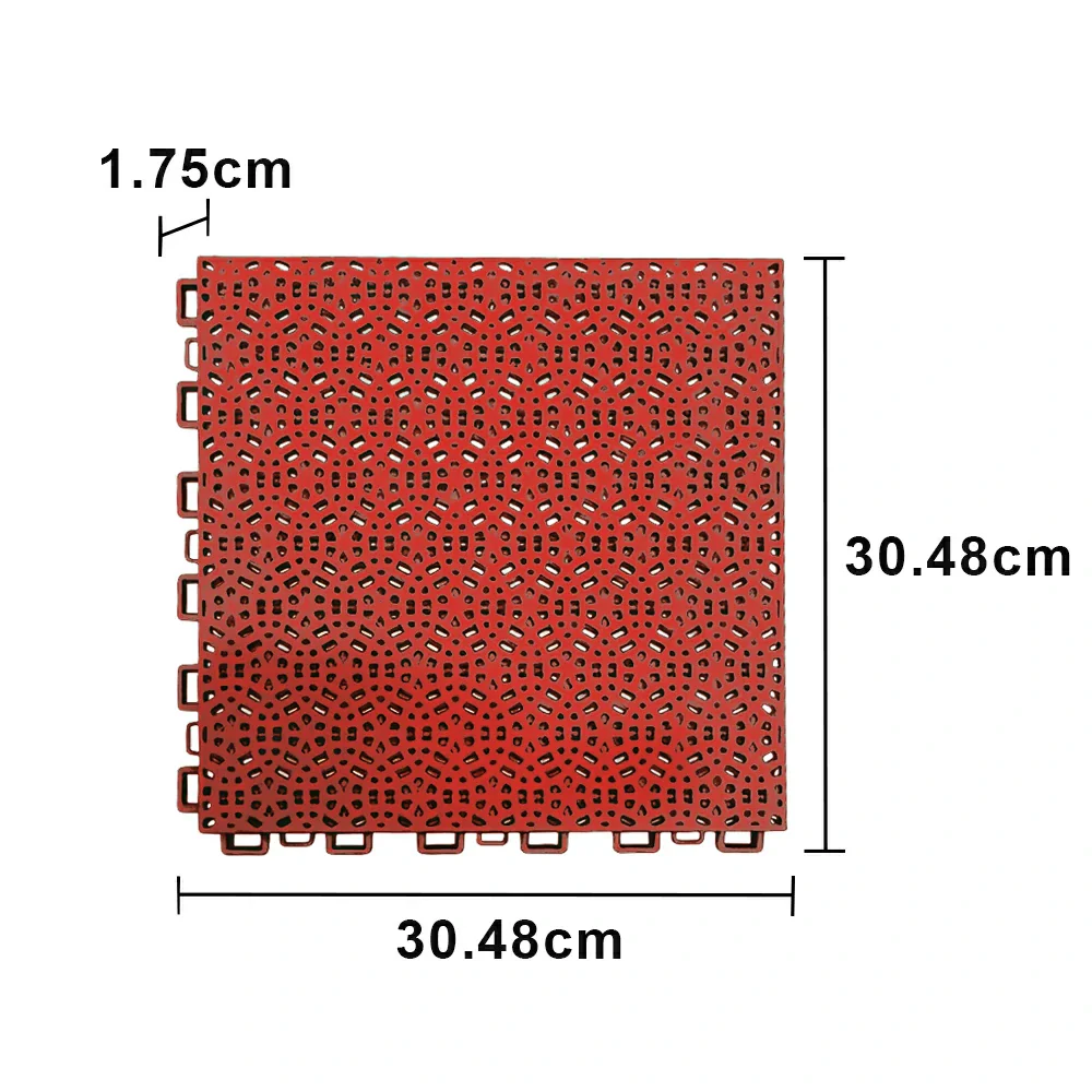 DUNK MASTER Interlocking Sports Floor Tiles - Anti-Slip Shock Absorbing Modular Court Flooring for Basketball Courts 10/20/30 Square Meters - Red - Image 5