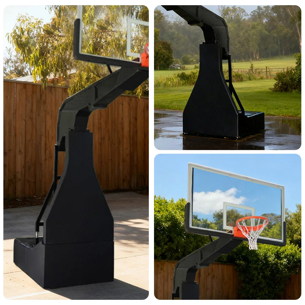 DUNK MASTER Basketball Hoops - Electric Hydraulic Lift, 10mm Tempered Glass Backboard, 3.05m Rim Height, Foldable Design & Easy Mobility - Image 3