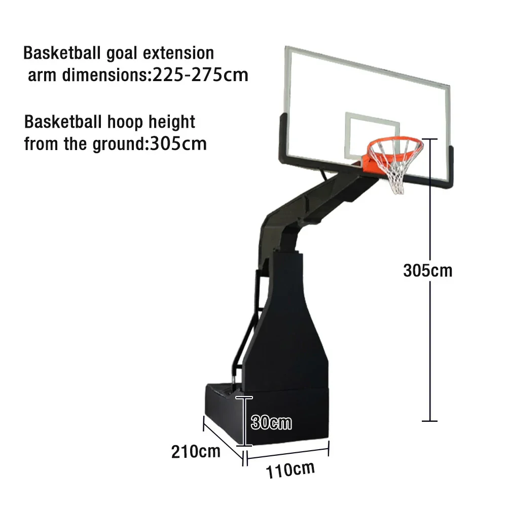 DUNK MASTER Basketball Hoops - Electric Hydraulic Lift, 10mm Tempered Glass Backboard, 3.05m Rim Height, Foldable Design & Easy Mobility - Image 5