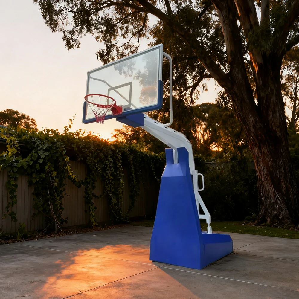 DUNK MASTER Basketball Hoops - Electric Hydraulic Lift, 10mm Tempered Glass Backboard, 3.05m Rim Height, Triple-Spring Rim & Safety Padding - Image 2