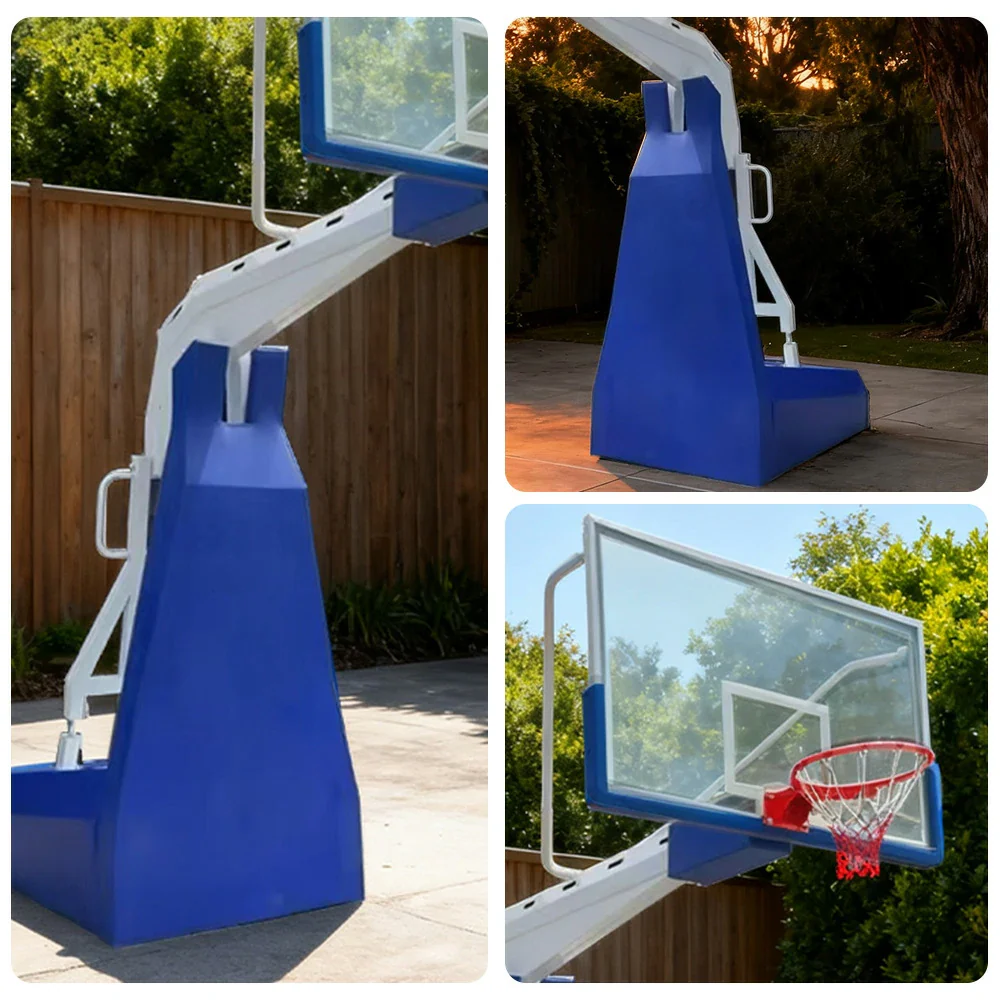 DUNK MASTER Basketball Hoops - Electric Hydraulic Lift, 10mm Tempered Glass Backboard, 3.05m Rim Height, Triple-Spring Rim & Safety Padding - Image 3