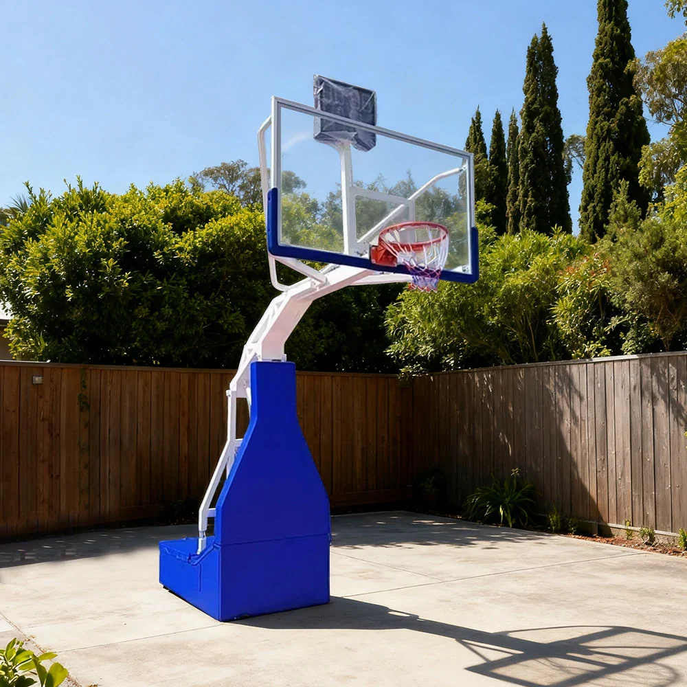 DUNK MASTER Basketball Hoops - Electric Hydraulic Lift, 10mm Tempered Glass Backboard, 3.05m Rim Height, Durable Heavy-Duty Base for Stability - Image 4