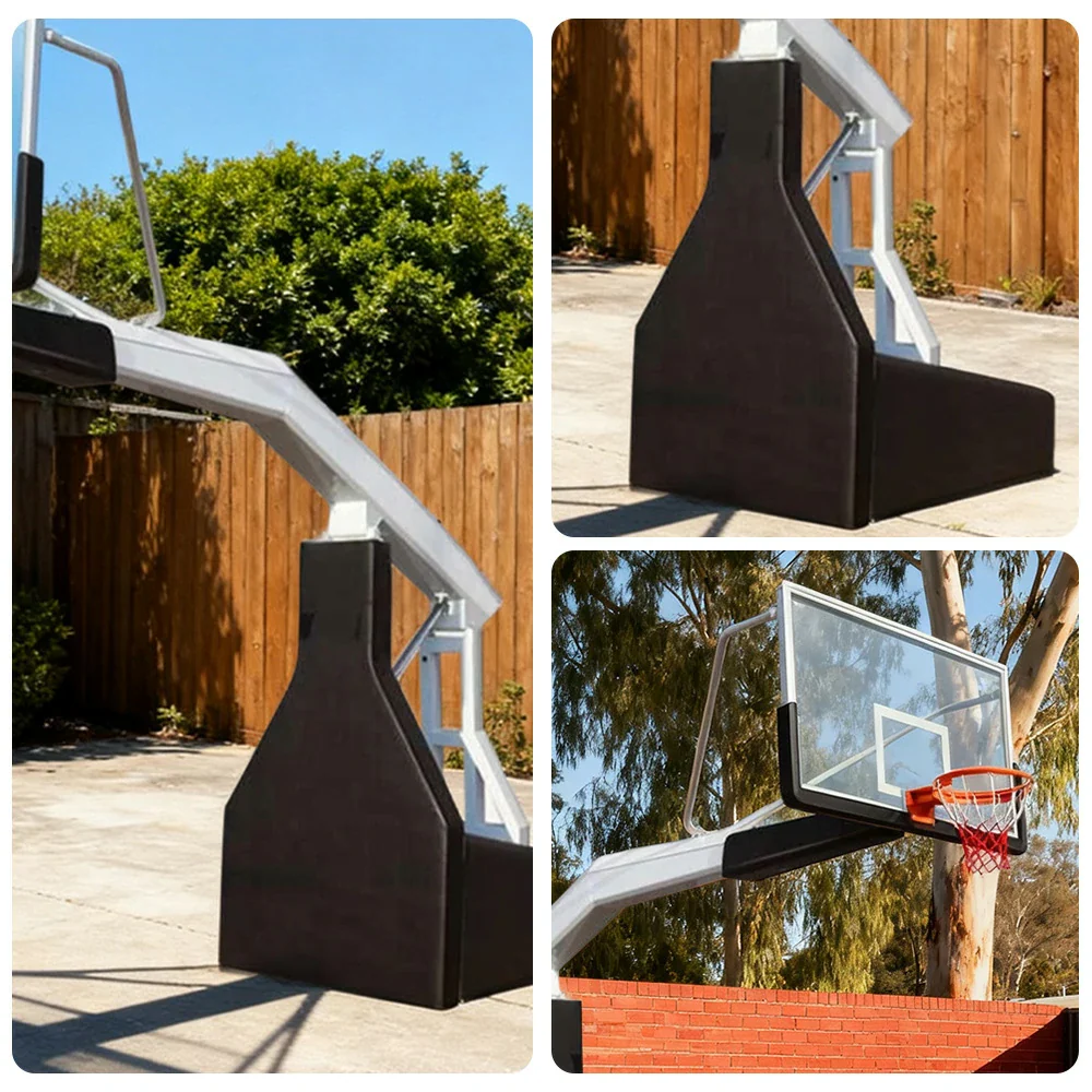 DUNK MASTER Basketball Hoops - Electric Hydraulic Lift, 10mm Tempered Glass Backboard, 3.05m Rim Height, Durable Heavy-Duty Base for Stability - Black - Image 3