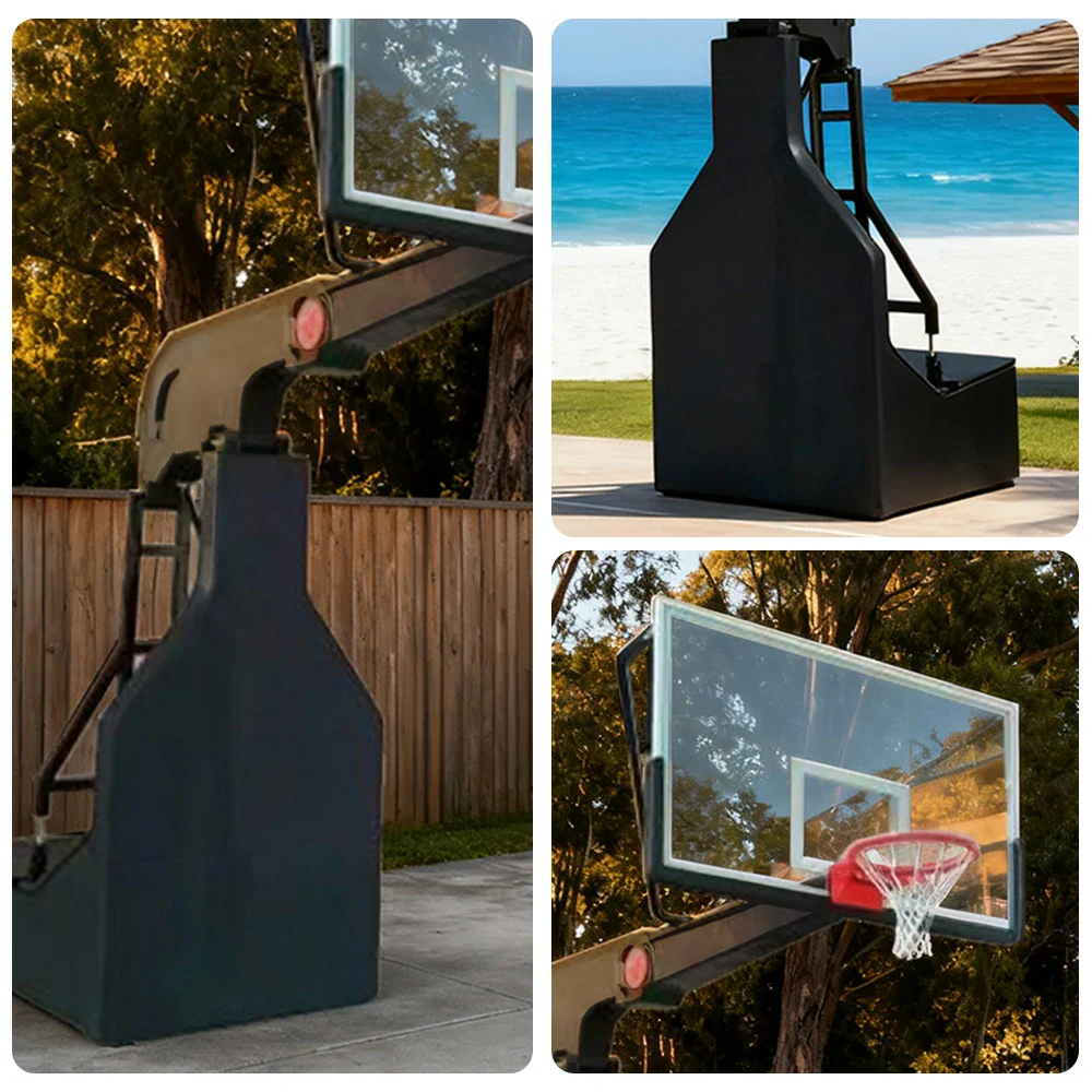 DUNK MASTER Basketball Hoops - Manual Hydraulic Lift, 10mm Tempered Glass Backboard, 3.05m Rim Height, Full-Size Competition Standard Design - Image 3