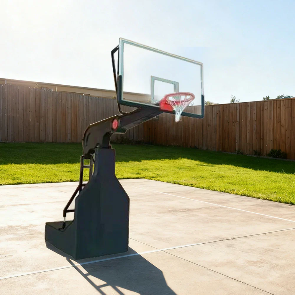 DUNK MASTER Basketball Hoops - Manual Hydraulic Lift, 10mm Tempered Glass Backboard, 3.05m Rim Height, Full-Size Competition Standard Design - Image 4