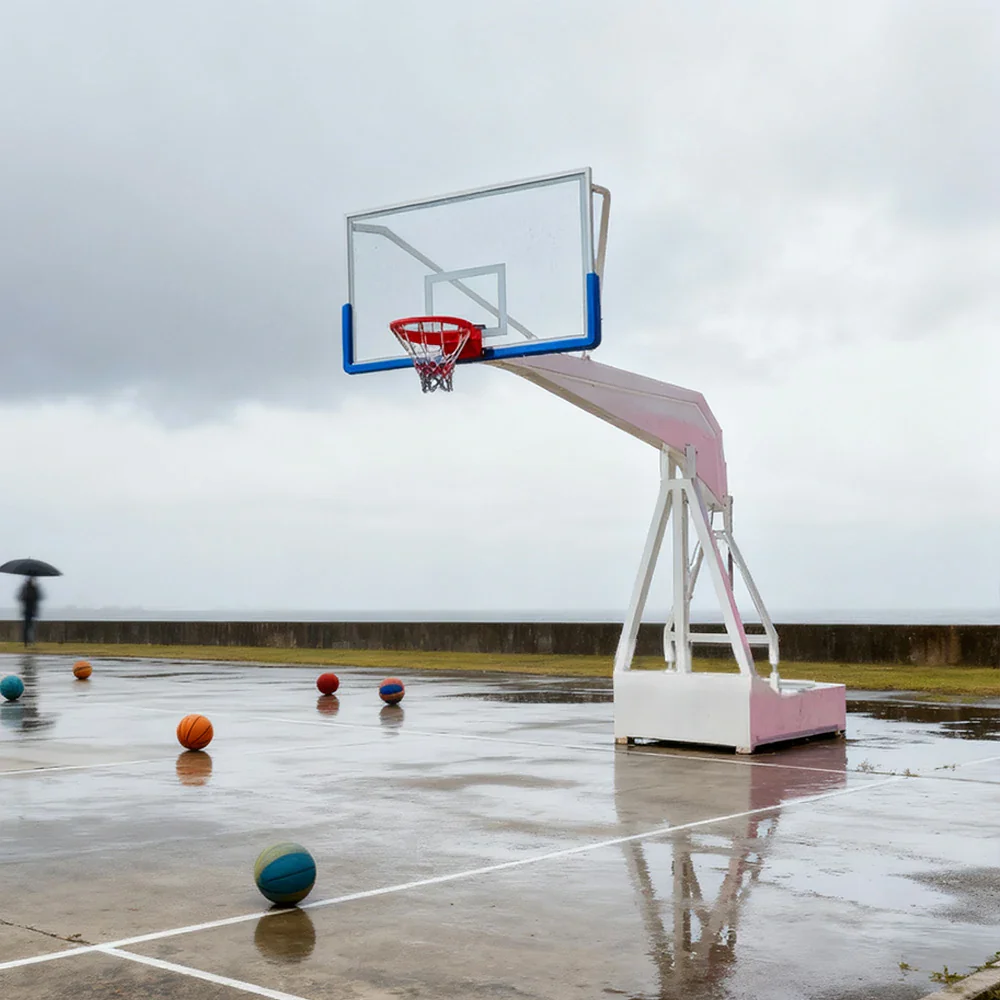 DUNK MASTER Basketball Hoops - American-Style Hydraulic Design, 10mm Tempered Glass Backboard, 3.05m Rim Height, Triple-Spring Rim & Safety Padding - White - Image 2