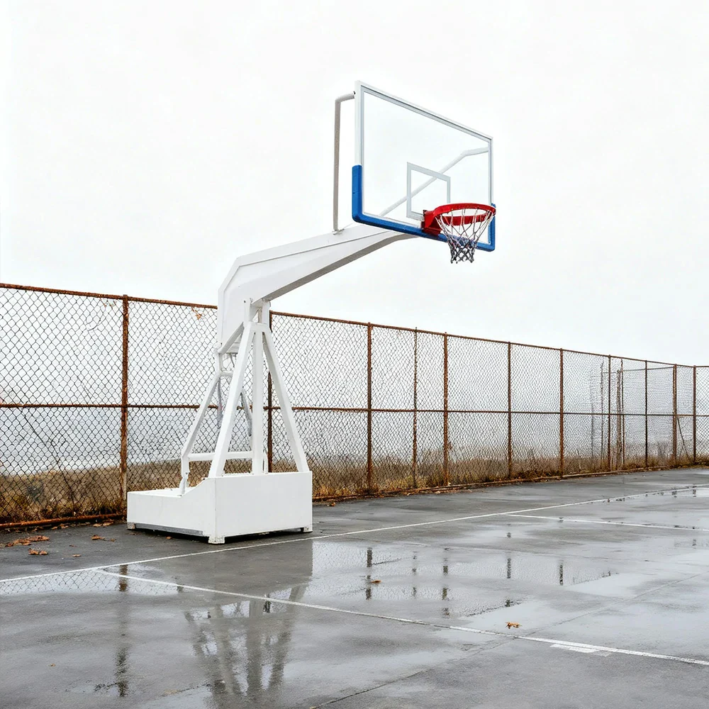 DUNK MASTER Basketball Hoops - American-Style Hydraulic Design, 10mm Tempered Glass Backboard, 3.05m Rim Height, Triple-Spring Rim & Safety Padding - White - Image 4