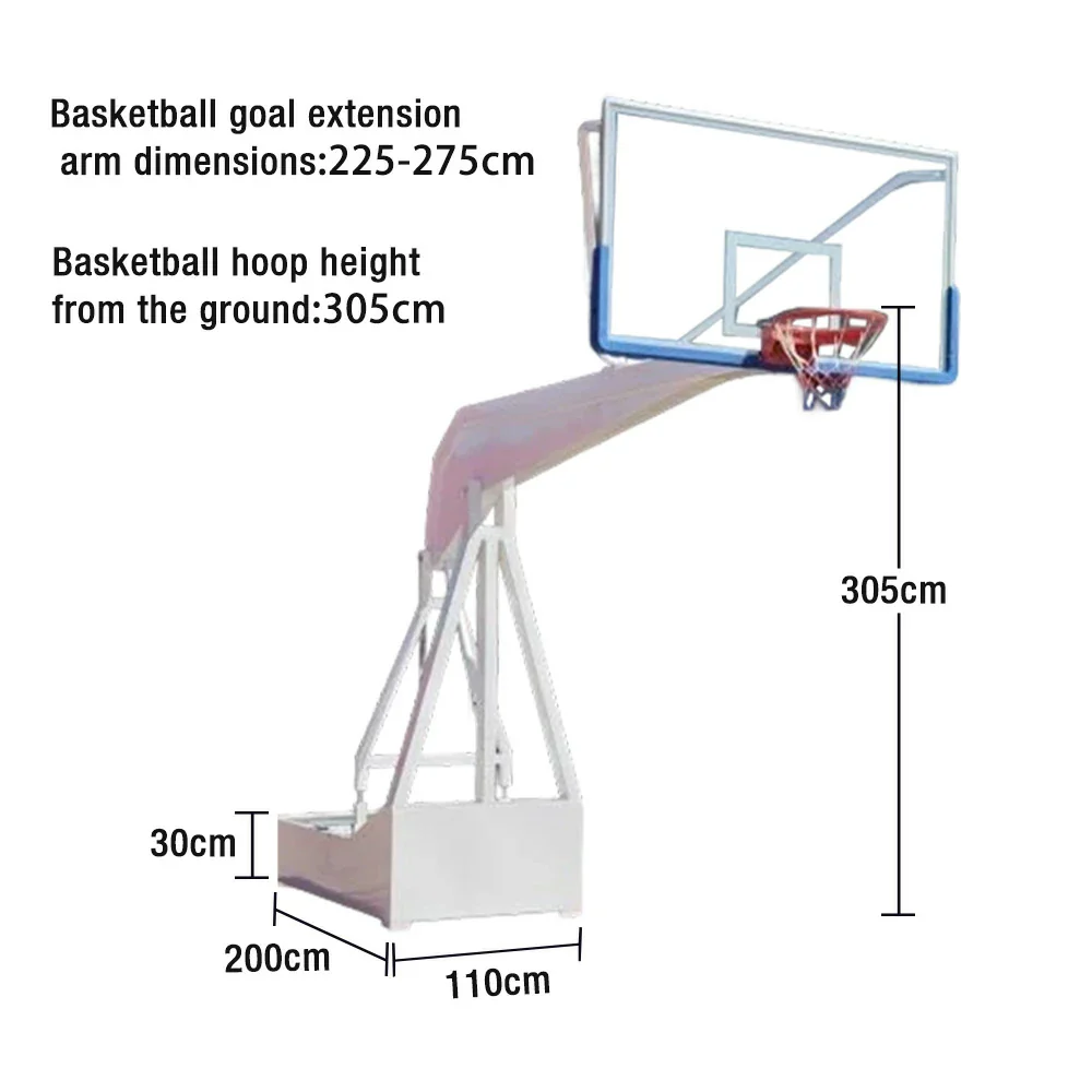 DUNK MASTER Basketball Hoops - American-Style Hydraulic Design, 10mm Tempered Glass Backboard, 3.05m Rim Height, Triple-Spring Rim & Safety Padding - White - Image 5