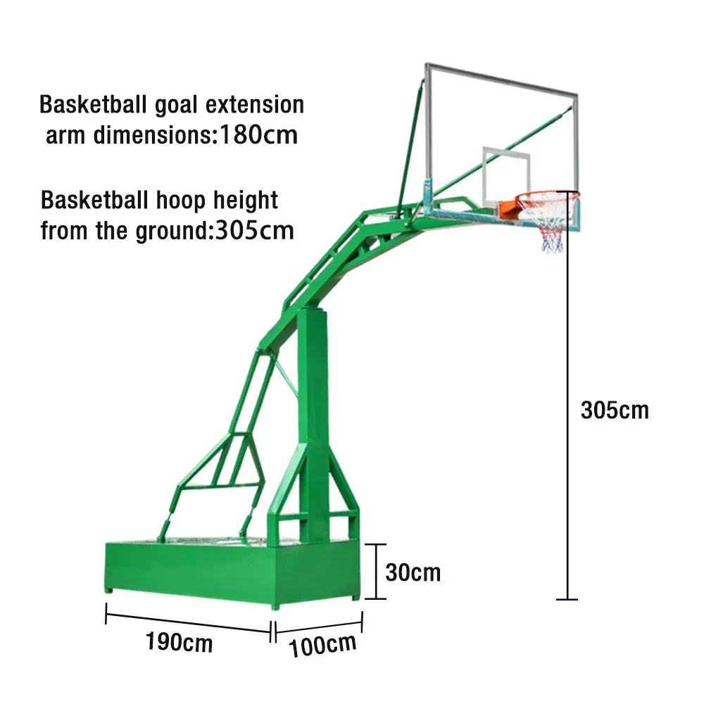 DUNK MASTER Outdoor Basketball Hoop Dunk-Support Dual-Spring Rim, Tempered Glass Backboard with Aluminium Alloy Frame, 3.05m Rim Height - Green - Image 5
