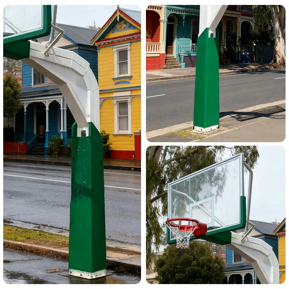 DUNK MASTER American In-Ground Basketball Hoop 1.85m Arm Extension, Tempered Glass Backboard, Double-Spring Rim - Green - Image 3