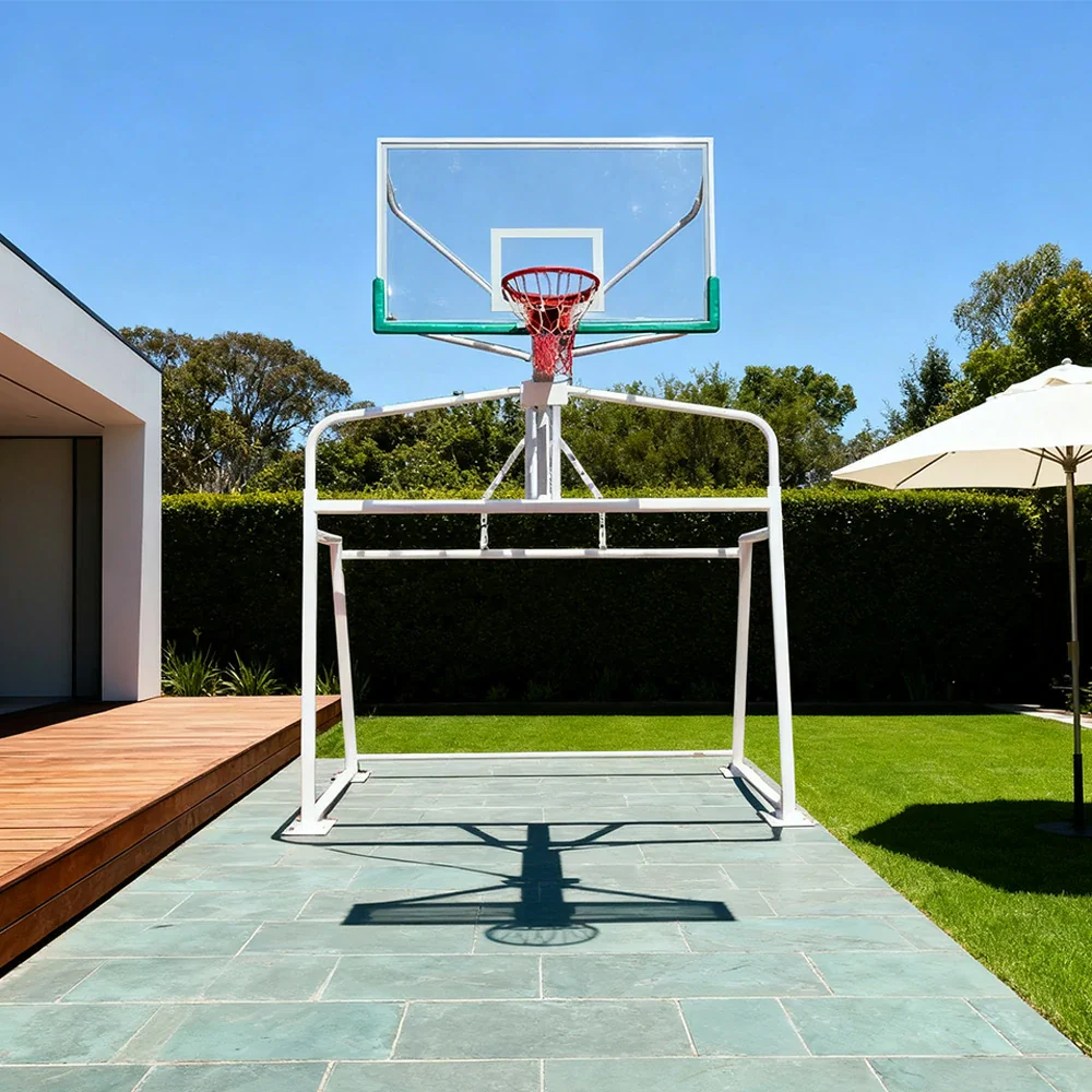 DUNK MASTER Basketball & Soccer Goal Combo - 1.8m x 1.05m Tempered Glass Backboard, 300cm x 200cm Soccer Frame, Double-Spring Rim, Steel, Rust-Resistant - Image 2