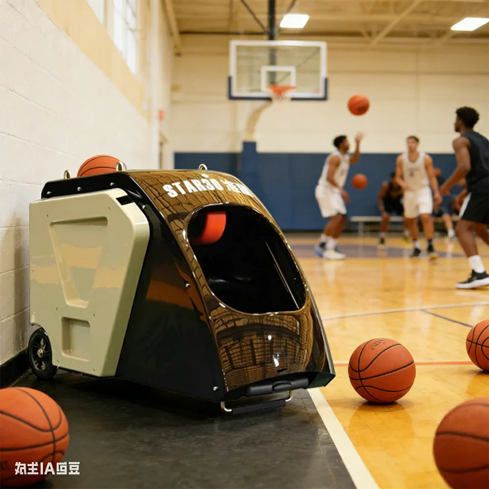 DUNK MASTER Portable Basketball Shooting Machine - Multi-Spot Training, Silicone Tyre Wheels, 3.4m High Net for Faster Ball Return - Image 2