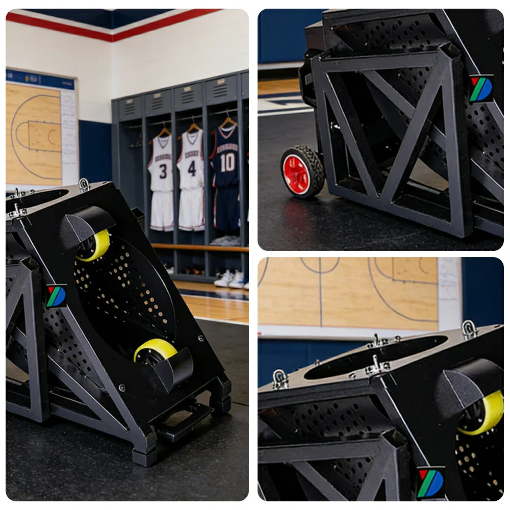DUNK MASTER Portable Basketball Shooting Machine - Multi-Spot Training, Silicone Tyre Wheels, Professional Training-Grade Rebound System - Black - Image 3
