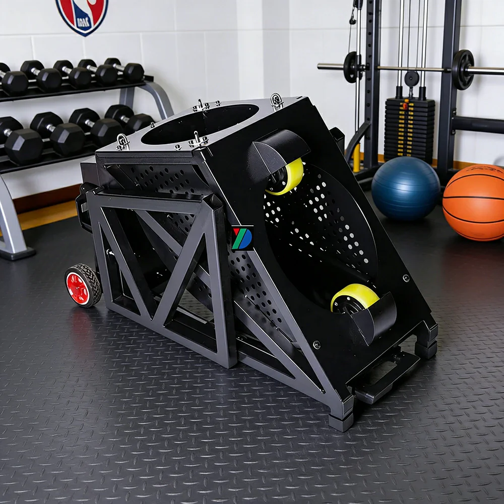 DUNK MASTER Portable Basketball Shooting Machine - Multi-Spot Training, Silicone Tyre Wheels, Professional Training-Grade Rebound System - Black - Image 4