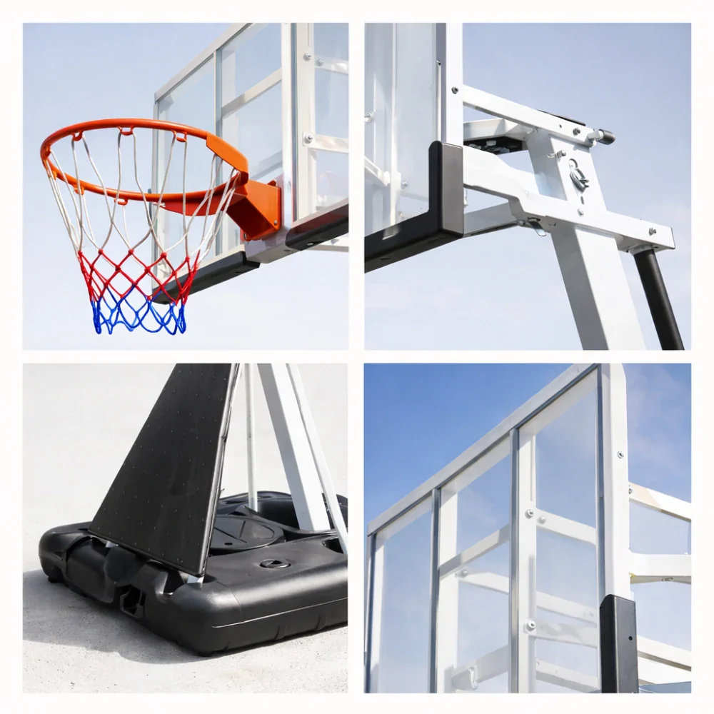 DUNK MASTER M027 Basketball System Portable Basketball Stand Ring Hoop Ironman - White - Image 3