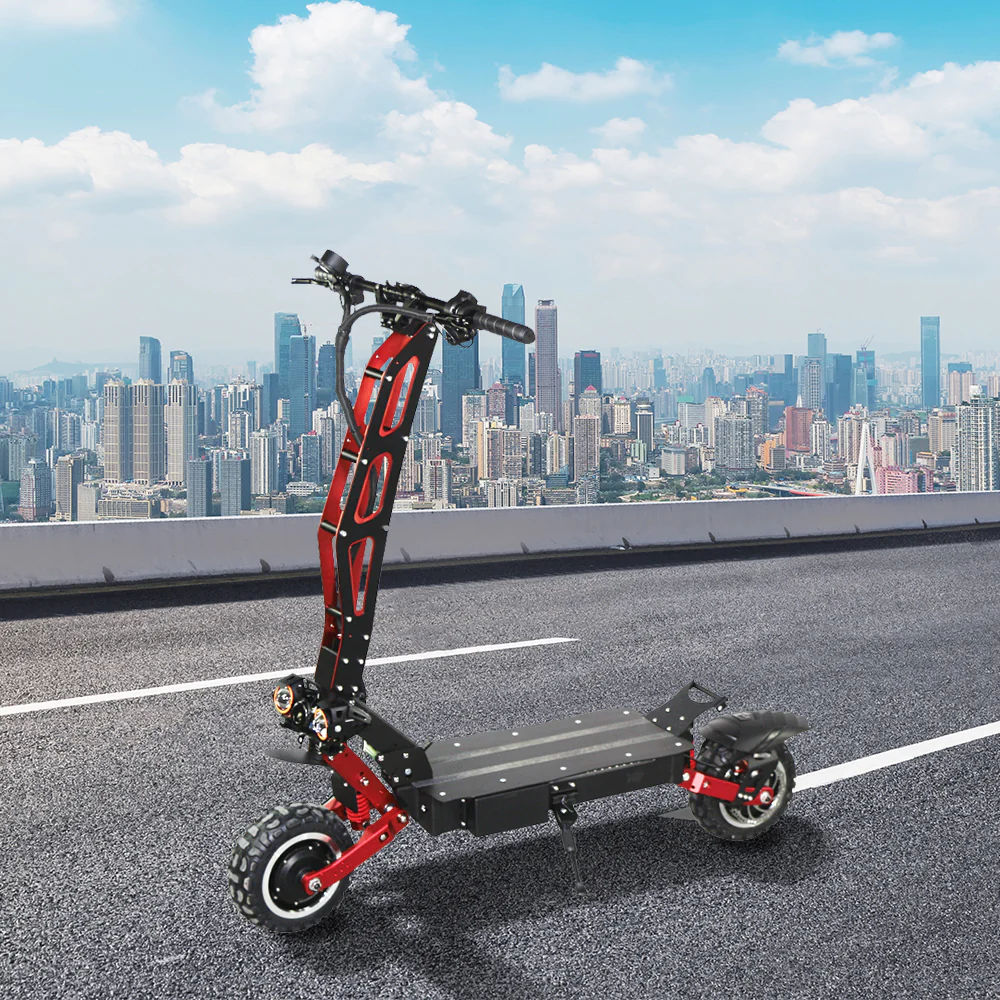 GLIDER ES-M8-Max Dual Motors 5600W 60V 21Ah Foldable Electric Scooter Portable LED Display Device - Black&Red - Image 2